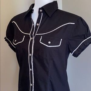 Harley Davidson retro Button Top, embroidered back